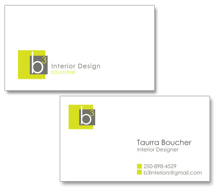 Buiness card design for B3 Interiors, Courtenay