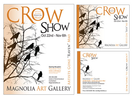 Magnolia gallery Crow show poster and postcard design image