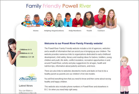 Family Friendly Powell River Website design