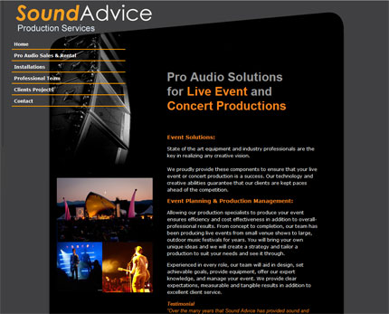 Web Site design for Sound Advice