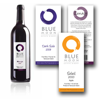 Blue Moon Winery, wine label and packaging design examples