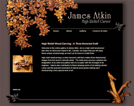 Link to James Atkin High Relief Carver website design.